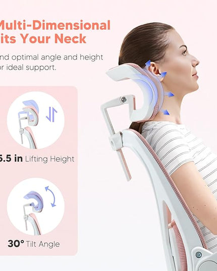 SEATZONE Office Chair, Ergonomic Desk Chair with Adjustable Headrest,Lumbar Support, High Back Mesh Computer Chair with Wheels and Flip-up Armrests,Executive Chairs(Peach Pink) - LeafyLoom