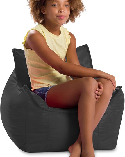 Posh Creations Structured Comfy Bean Bag Chair for Gaming, Reading, and Watching TV, Newport Chair, Microsuede - Charcoal Gray - LeafyLoom