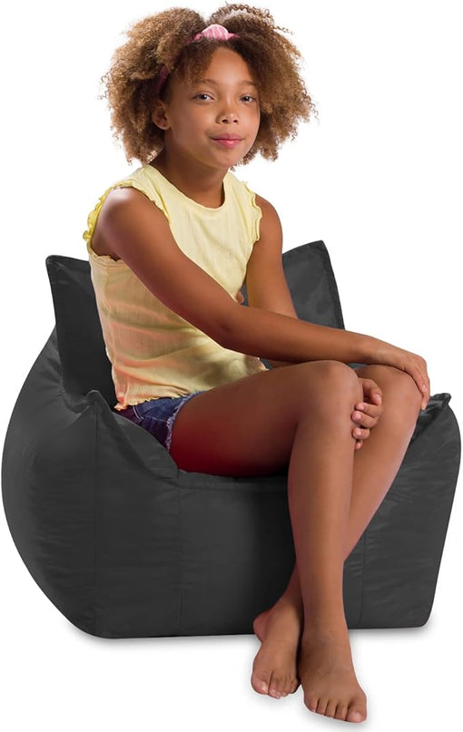 Posh Creations Structured Comfy Bean Bag Chair for Gaming, Reading, and Watching TV, Newport Chair, Microsuede - Charcoal Gray - LeafyLoom