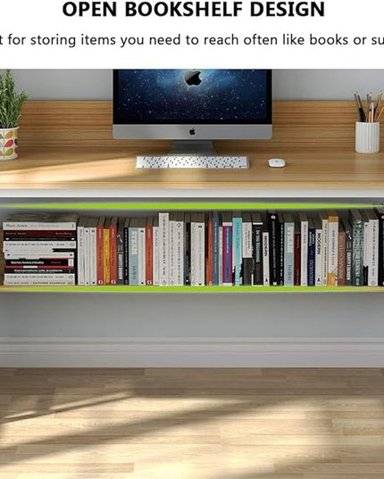 Tribesigns Computer Desk with Hutch, 47 inches Home Office Desk with Space Saving Design with Bookshelf for Small Spaces (Light Walnut, 47) - LeafyLoom