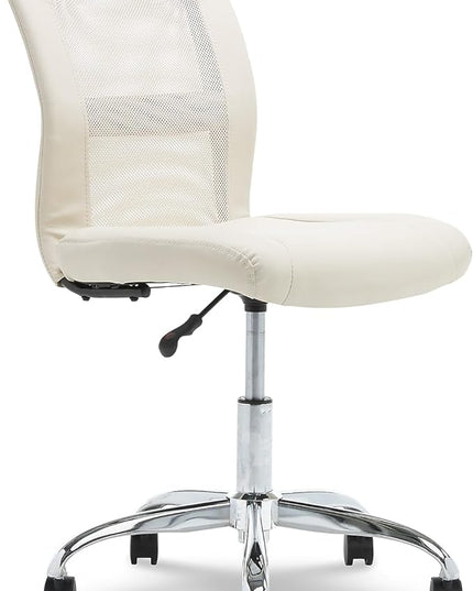Serta Essential Armless Desk Chair Small TaskChair with Wheels, Breathable Mesh Back, SertaQuality Foam Cushion Seat for Comfort, Functional, Lightweight and Versatile, Task, Cream White - LeafyLoom