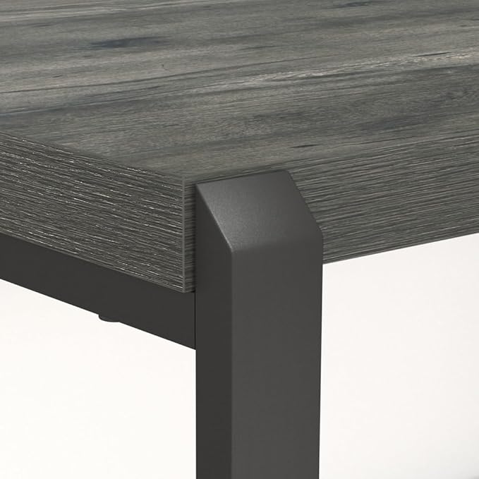 Industrial Computer Desk with Shelves, 55 inch Rustic Wood and Metal Work Study Writing Table for Home Office, Grey - LeafyLoom