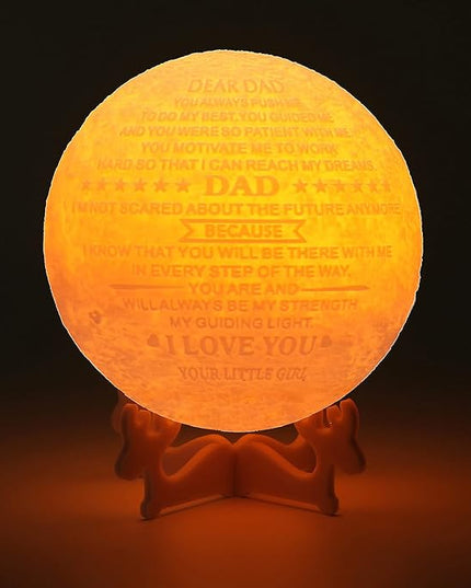 Personalized Bonus Step Father Gifts for SeniorsCool 3D Moon Lamp,Thank You Gifts Moon Decor for Best Dad from Daughter and Son,Moon Lights for Bedroom Birthday Gifts for Dad - LeafyLoom
