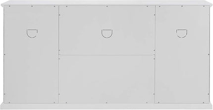 Walker Edison Ronne 4 Door-Sideboard with Fretwork Detail, 60 Inch, White - LeafyLoom
