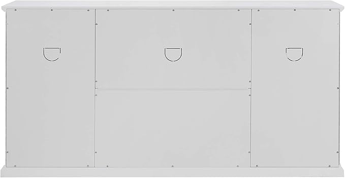 Walker Edison Ronne 4 Door-Sideboard with Fretwork Detail, 60 Inch, White - LeafyLoom