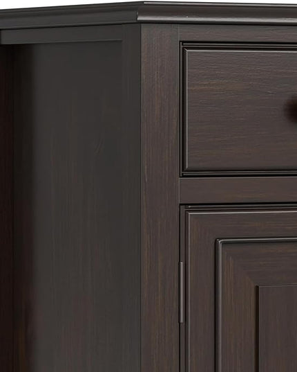 SIMPLIHOME Connaught Low Storage Cabinet, 67 inch, Dark Chestnut Brown - LeafyLoom