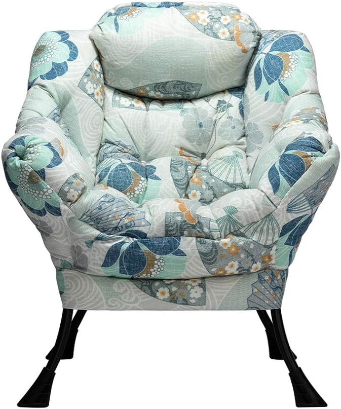 HollyHOME Modern Fabric Large Lazy Chair, Accent Oversized Comfy Reading Chair, Thick Padded Cozy Lounge Chair with Armrest, Steel Frame Leisure Sofa Chair for Living Room, Bedroom, Dorm, Fan Print - LeafyLoom