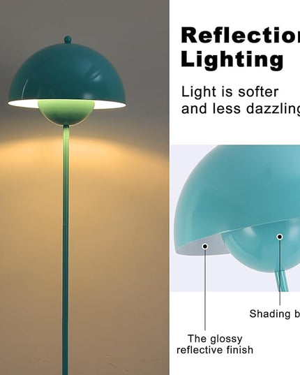 COSYLUX Modern Floor Lamp for Living Room, Industrial Tall Standing Lamp for Bedroom, Metal Shade Reflecting Light reading Floor Lamp for Office, Nursery Room, Corner(Turquoise green) - LeafyLoom