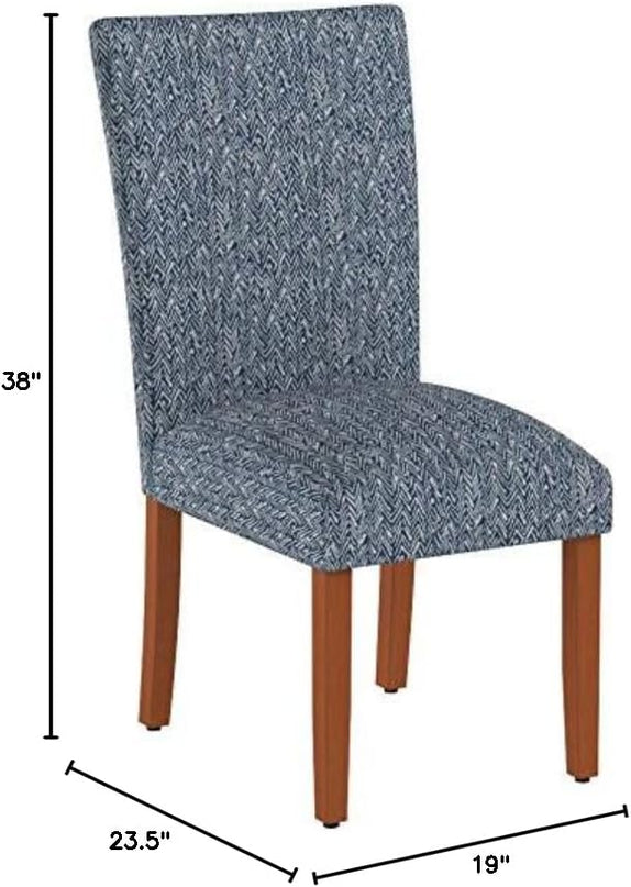 HomePop Parsons Classic Upholstered Accent Dining Chair, Set of 2, Navy - LeafyLoom