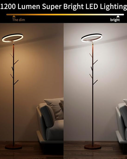 Innovative Floor Lamp, Floor Lamps for Living Room with Coat Rack, Floor Lamps with Stepless Adjust Color Temperatures & Brightness, Remote Control and Touch Control - LeafyLoom