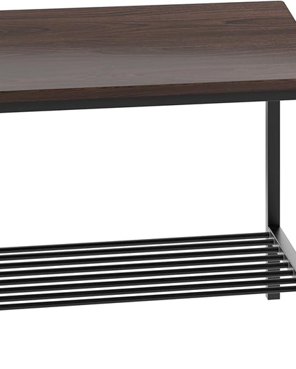SogesHome 4-Piece Dining Table Set for 4 - Space-Saving Kitchen Set with Bench and Chairs, Ideal for Restaurants and Coffee Shops, Dark Walnut - LeafyLoom