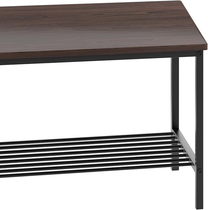 SogesHome 4-Piece Dining Table Set for 4 - Space-Saving Kitchen Set with Bench and Chairs, Ideal for Restaurants and Coffee Shops, Dark Walnut - LeafyLoom