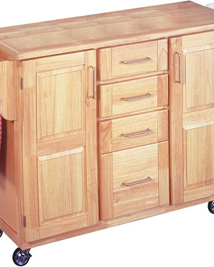 Home Styles Kitchen Center with Breakfast Bar, 52-1/2 in. W x 18 in. - 30 in. D x 36 in. H, Natural - LeafyLoom