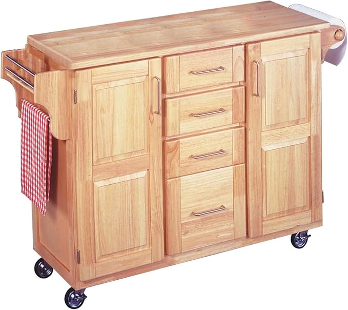 Home Styles Kitchen Center with Breakfast Bar, 52-1/2 in. W x 18 in. - 30 in. D x 36 in. H, Natural - LeafyLoom