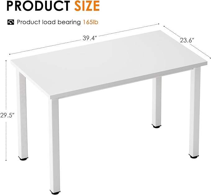 Need Small Desk, 39.4 inches Sturdy Writing Desk for Small Spaces, Small Computer Desk Teens Desk Study Table Laptop Desk Home Ofice Desk, White - LeafyLoom
