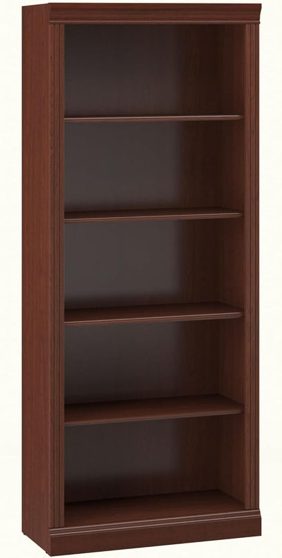 Bush Furniture Saratoga Tall 5 Shelf Bookcase in Harvest Cherry - LeafyLoom