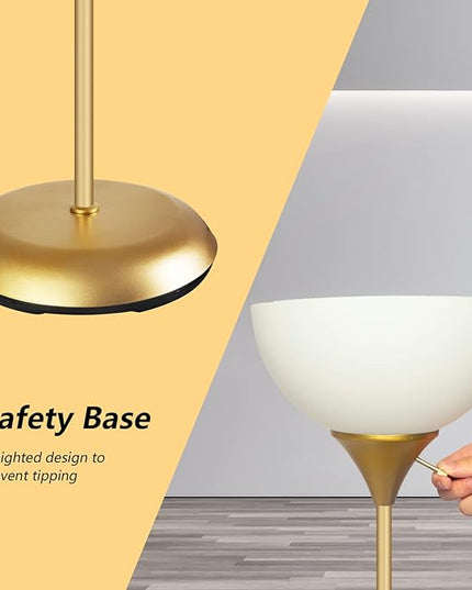 Floor Lamp for Living Room, Standing lamp for Bedroom, Drop-Resistant White Lampshade, Standing Lamp for Bedroom Study Office Hostel Kid’s Room - LeafyLoom