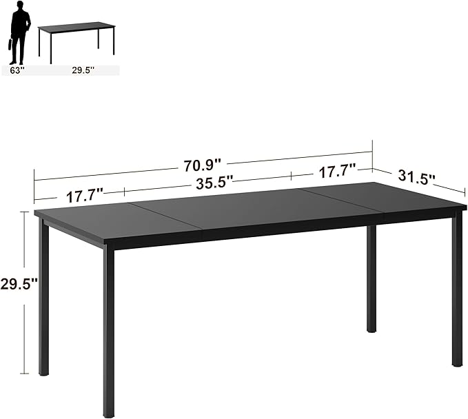 SogesGame Computer Desk, 71 inches Desk & Workstations for Home Office, Writing Study Corner Desk, Modern Simple Style Laptop Table, Easy to Assemble, Black - LeafyLoom
