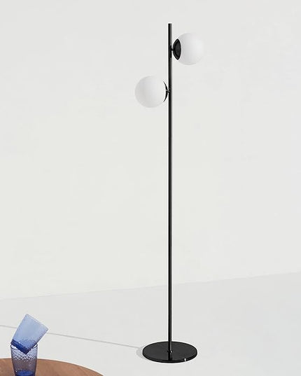 Brightech Sphere - Mid Century Modern 2 Globe Floor Lamp for Living Room Bright Lighting - Contemporary LED Standing Light for Bedrooms & Offices - Black Indoor Pole Light - LeafyLoom