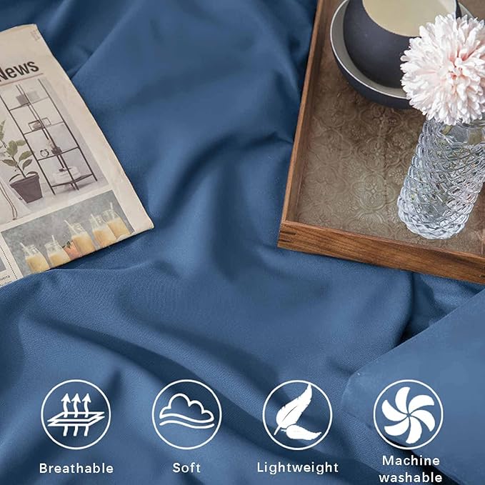 ETDIFFE Blue Comforter Set Twin/Twin XL Size, 2pc Aesthetic Modern Bedding Set - Soft & Lightweight All Season Extra Long Microfiber Down Alternative Bed Comforter with 1 Pillow Sham - LeafyLoom