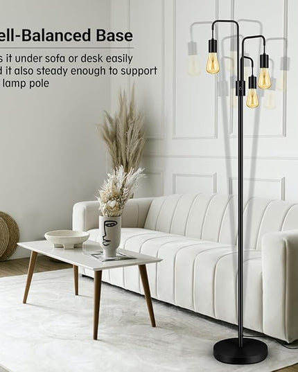BoostArea Industrial Floor Lamp for Living Room,Modern Standing Lamp Stand Up Lamp with 3 Light, Bulbs Not Included,Simple Design Floor Lamp for Bedroom, Living Room, Office, Kids Room, Reading - LeafyLoom