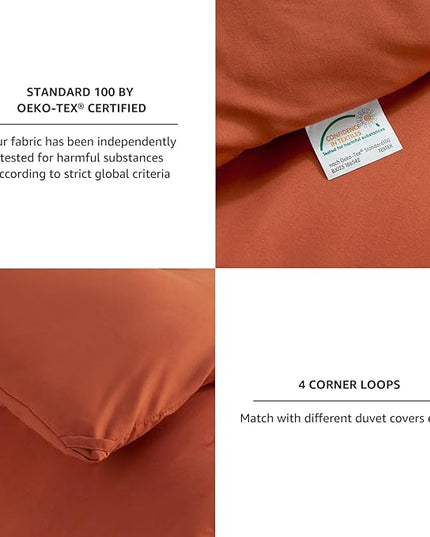 CozyLux Terracotta Comforter Set Twin/Twin XL Size, 2 Pieces Twin Extra Long Solid Burnt Orange Breathable Boho Style Bedding Sets, Luxury Soft Comforter All Season(1 Comforter & 1 Pillowcase) - LeafyLoom