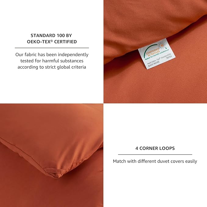 CozyLux Terracotta Comforter Set Twin/Twin XL Size, 2 Pieces Twin Extra Long Solid Burnt Orange Breathable Boho Style Bedding Sets, Luxury Soft Comforter All Season(1 Comforter & 1 Pillowcase) - LeafyLoom
