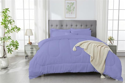 3 Piece Solid Color All Season Bedding Comforter Set Microfiber Soft Lightweight Bedding Set for Kids Teens Adults Room Decor with 1 Comforter and 2 Pillowcases Full - LeafyLoom