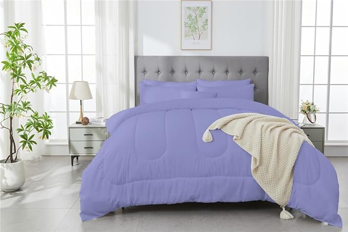3 Piece Solid Color All Season Bedding Comforter Set Microfiber Soft Lightweight Bedding Set for Kids Teens Adults Room Decor with 1 Comforter and 2 Pillowcases Full - LeafyLoom