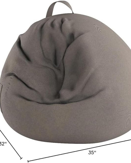 Stuffed Animal Storage Bean Bag Chair Cover (No Filler)for Kids and Adults. Premium Corduroy Stuffable Beanbag for Organizing Children Plush Toys or Memory Foam Extra Large 300L (Warm Grey) - LeafyLoom