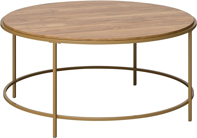 Sauder International Lux Coffee Table, L: 35.98" x W: 35.98" x H: 16.69", Sindoori Mango - LeafyLoom