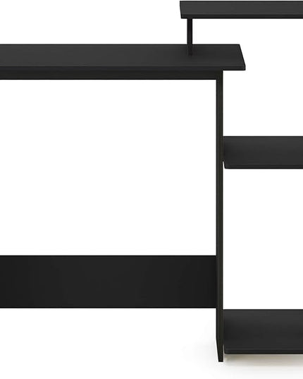 Furinno Efficient Home Laptop Notebook Computer Desk with Square Shelves, Black/Grey - LeafyLoom