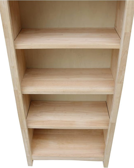 IC International Concepts Shaker Bookcase, 48-Inch Height, Durable Solid Wood Construction, 5 Adjustable Shelves, Home Office Furniture - Unfinished - LeafyLoom