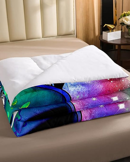 Trippy Alien Comforter Set Full Galaxy Hippie Bedding Set for Kids Boys Teens Trippy Room Decor, Outer Space Solar System Duvet Sets Boho Psychedelic Tie Dye Down Comforter with 2 Pillow Cases - LeafyLoom