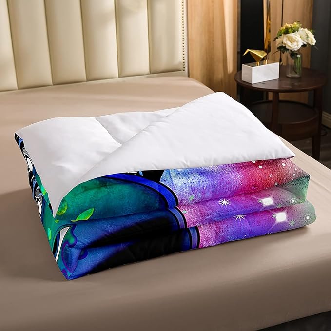 Trippy Alien Comforter Set Full Galaxy Hippie Bedding Set for Kids Boys Teens Trippy Room Decor, Outer Space Solar System Duvet Sets Boho Psychedelic Tie Dye Down Comforter with 2 Pillow Cases - LeafyLoom