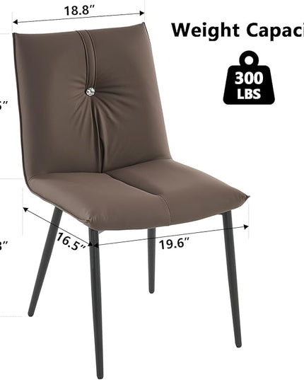 YOUTASTE Dining Chairs Set of 2 Mid Century Modern Kitchen Chairs Soft Padded Side Chairs Dinner Chairs with Metal Legs for Living Room Bedroom, Brown - LeafyLoom