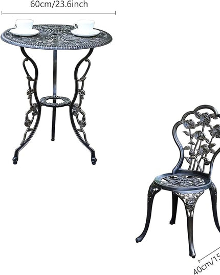 Patio Bistro Set.Rust-Resistant Cast Aluminum Bistro Table Set with Umbrella Hole for Backyard (Rose Copper) - LeafyLoom