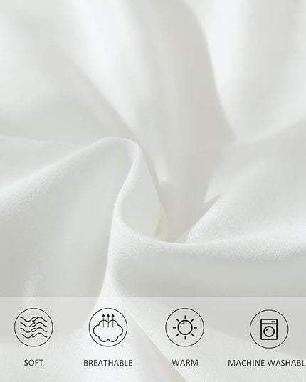 White Comforter Twin Size, Aesthetic Modern Bedding Set for Girls/Women, Cute Soft & Lightweight Chic Microfiber Bed Sets, 2pc- 1 Comforter & 1 Pillowcase (66x90 Inches) - LeafyLoom