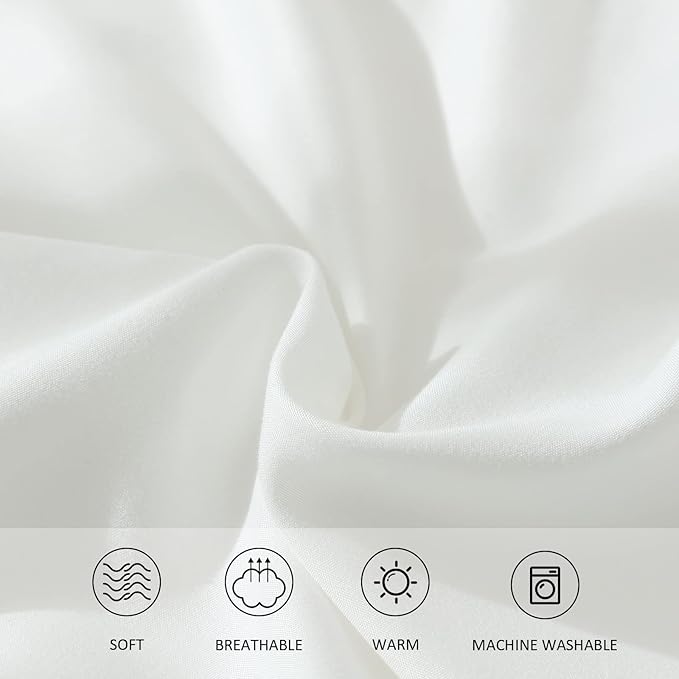 White Comforter Twin Size, Aesthetic Modern Bedding Set for Girls/Women, Cute Soft & Lightweight Chic Microfiber Bed Sets, 2pc- 1 Comforter & 1 Pillowcase (66x90 Inches) - LeafyLoom