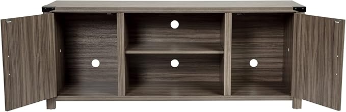 Flash Furniture Modern Farmhouse Barn Door TV Stand - Gray Wash Oak 59 Inch Entertainment Center - For TV's up to 65 Inches - Adjustable Middle Shelf - LeafyLoom