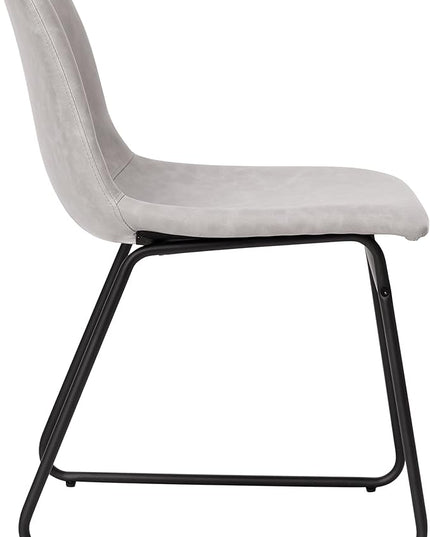 Flash Furniture Butler 18 Inch Commercial Grade LeatherSoft Dining Table Height Chair, Mid-Back Black Sled Base with Light Gray LeatherSoft Upholstery, Set of 2 - LeafyLoom