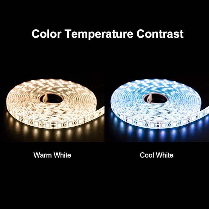 BTF-LIGHTING 5050 RGBW RGB+Warm White(2700K-3000K) 4 Colors in 1 LED Tape Light DC12V 5m 16.4ft 60LED/m Multi-Colored IP30 White 12mm PCB for Bedroom Kitchen Home Decoration(No Adapter or Controller) BTF-LIGHTING