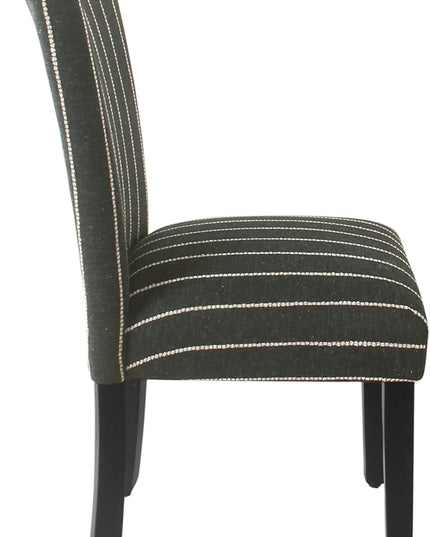 HomePop Classic Parsons Dining Chairs, Pack of 2, Black with Boucle Stripe - LeafyLoom