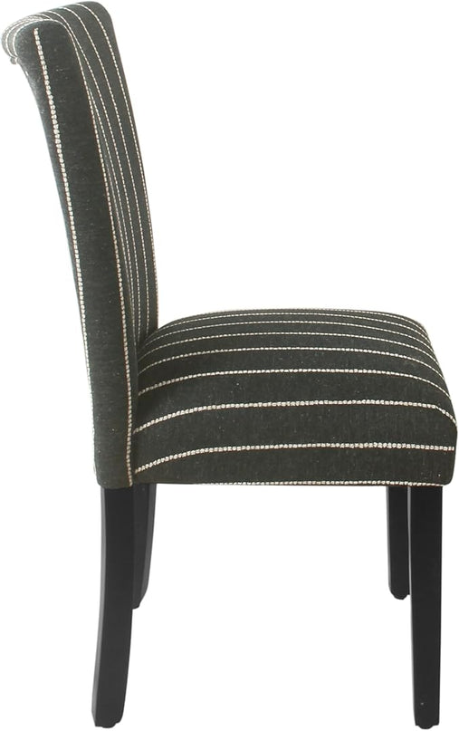 HomePop Classic Parsons Dining Chairs, Pack of 2, Black with Boucle Stripe - LeafyLoom