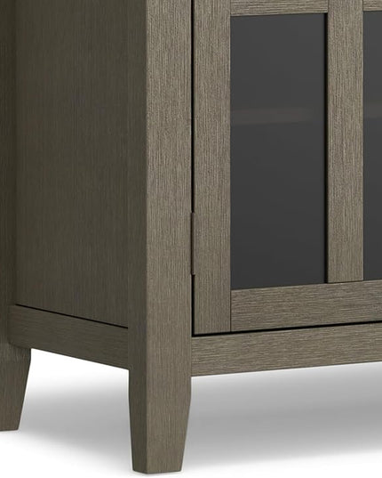 SIMPLIHOME Artisan SOLID WOOD Universal TV Media Stand, 53 inch Wide, Transitional, Living Room Entertainment Center with Storage, for Flat Screen TVs up to 60 inches in Farmhouse Grey - LeafyLoom
