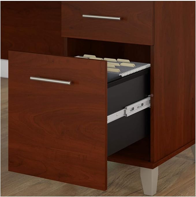 Bush Furniture Somerset 60W L Shaped Desk with Storage in Platinum Gray - LeafyLoom
