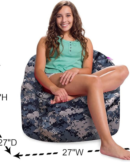Posh Creations Structured Comfy Bean Bag Chair for Gaming, Reading and Watching TV, Sonoma Lounge, Nylon - Camo Digital - LeafyLoom