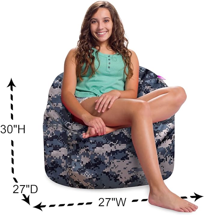 Posh Creations Structured Comfy Bean Bag Chair for Gaming, Reading and Watching TV, Sonoma Lounge, Nylon - Camo Digital - LeafyLoom