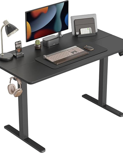 CubiCubi Electric Standing Desk, 48 x 24 Inches Height Adjustable Sit Stand Desk, Ergonomic Home Office Computer Workstation, Black - LeafyLoom