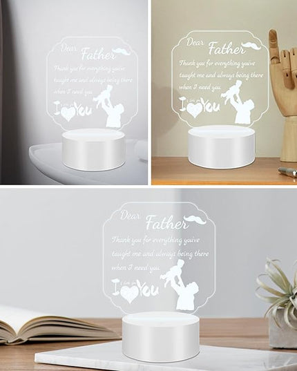 Gift for Dad from Daughter Son, Unique Dad Gifts for Birthday Thanksgiving Christmas, Personalized Acrylic Engraved Night Light Gift Ideas for Dad Fathers Day - LeafyLoom